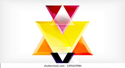 Glossy shiny triangles background, vector template