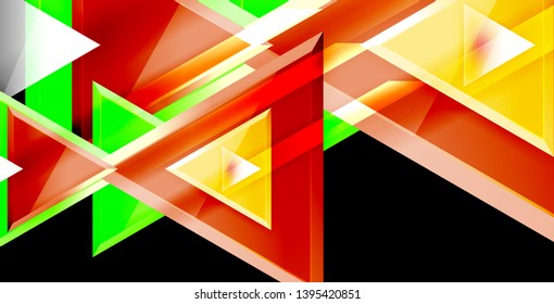 Glossy shiny triangles background, vector template
