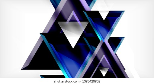 Glossy shiny triangles background, vector template