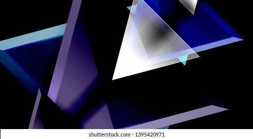 Glossy shiny triangles background, vector template