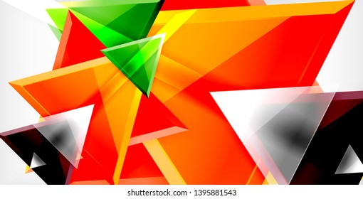 Glossy shiny triangles background, vector template