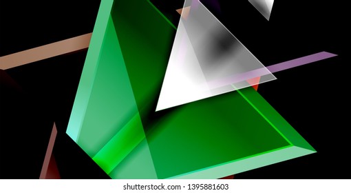 Glossy shiny triangles background, vector template
