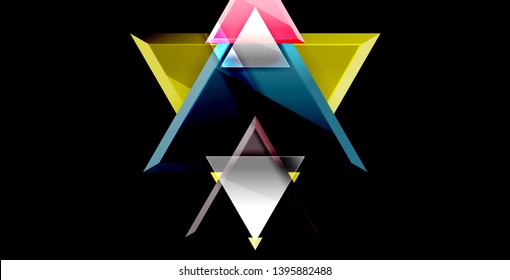 Glossy shiny triangles background, vector template
