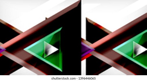 Glossy shiny triangles background, vector template