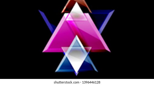 Glossy shiny triangles background, vector template