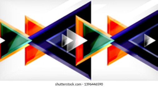 Glossy shiny triangles background, vector template