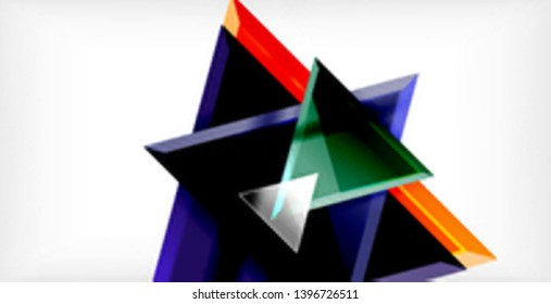 Glossy shiny triangles background, vector template