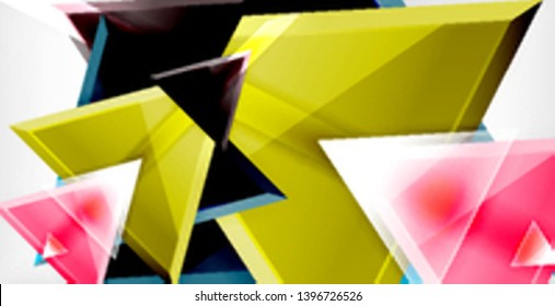 Glossy shiny triangles background, vector template