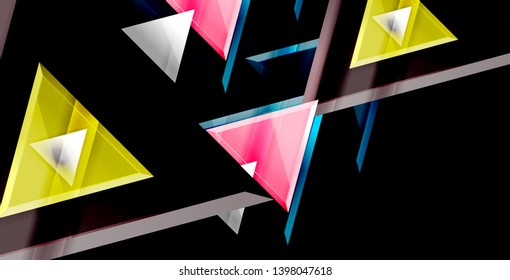 Glossy shiny triangles background, vector template