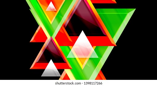 Glossy shiny triangles background, vector template