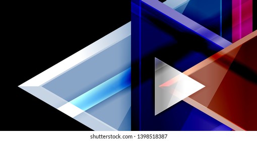 Glossy shiny triangles background, vector template