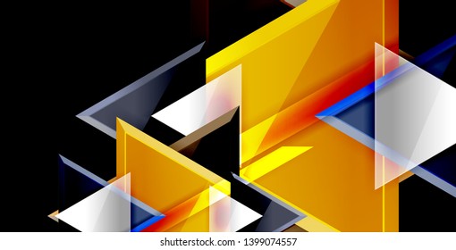 Glossy shiny triangles background, vector template