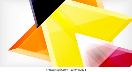 Glossy shiny triangles background, vector template