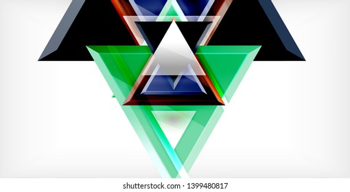 Glossy shiny triangles background, vector template