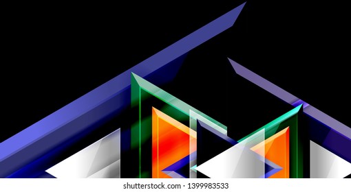 Glossy shiny triangles background, vector template