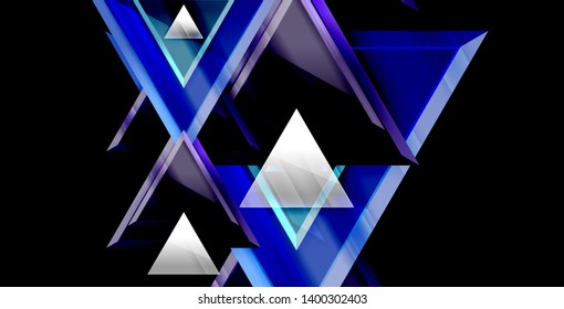 Glossy shiny triangles background, vector template