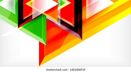 Glossy shiny triangles background, vector template