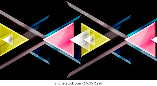 Glossy shiny triangles background, vector template