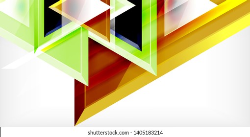 Glossy shiny triangles background, vector template