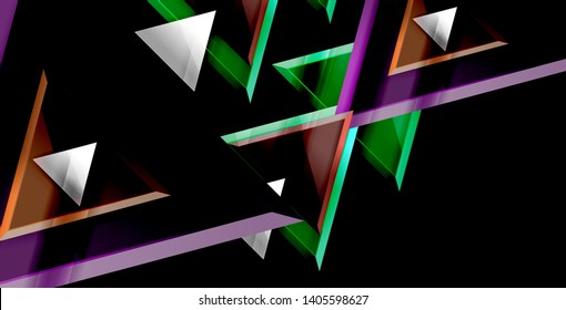 Glossy shiny triangles background, vector template