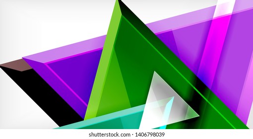 Glossy shiny triangles background, vector template