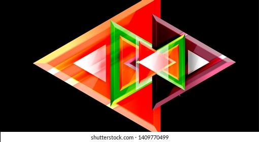 Glossy shiny triangles background, vector template