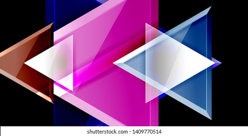 Glossy shiny triangles background, vector template