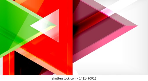 Glossy shiny triangles background, vector template