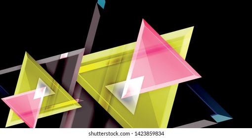 Glossy shiny triangles background, vector template