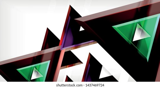 Glossy shiny triangles background, vector template