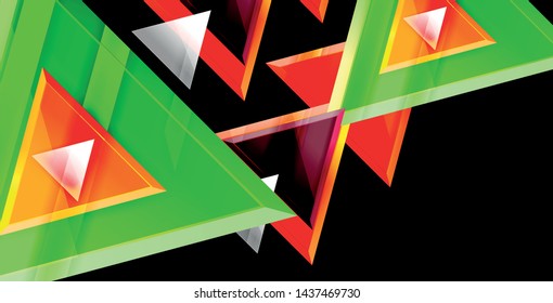 Glossy shiny triangles background, vector template