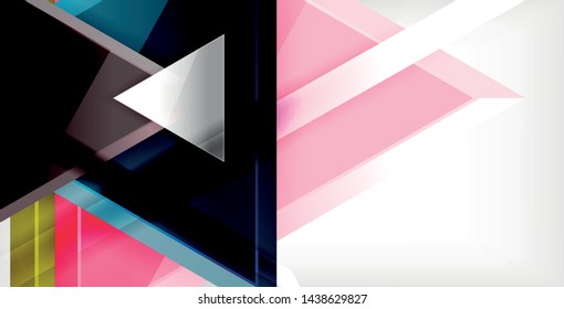 Glossy shiny triangles background, vector template