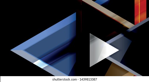 Glossy shiny triangles background, vector template