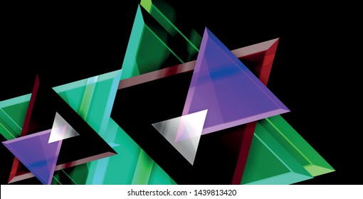 Fondo de triángulos brillantes, plantilla vectorial