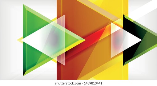 Glossy shiny triangles background, vector template