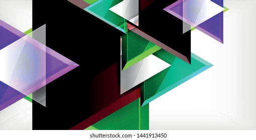 Glossy shiny triangles background, vector template