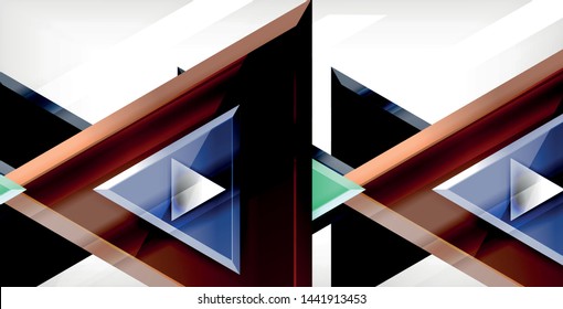 Glossy shiny triangles background, vector template