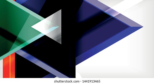 Glossy shiny triangles background, vector template