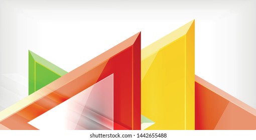Glossy shiny triangles background, vector template