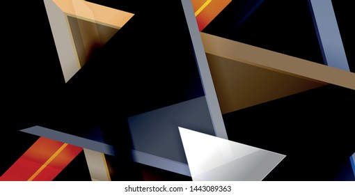Glossy shiny triangles background, vector template