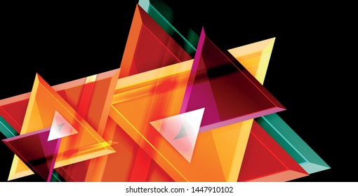 Glossy shiny triangles background, vector template