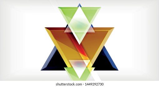 Glossy shiny triangles background, vector template