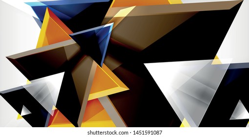 Glossy shiny triangles background, vector template