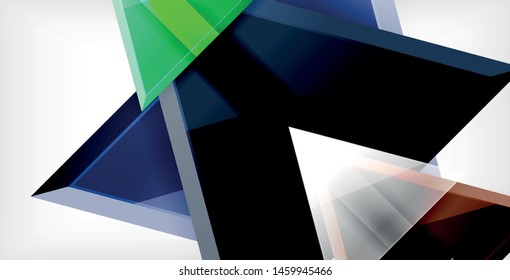 Glossy shiny triangles background, vector template