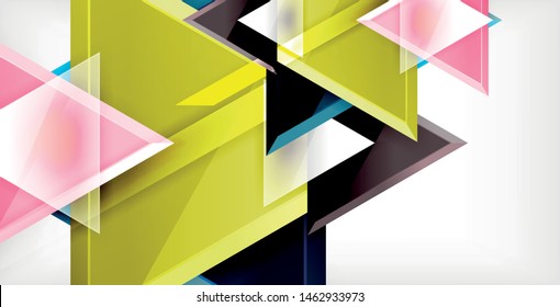Glossy shiny triangles background, vector template