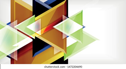 Glossy shiny triangles background, vector template