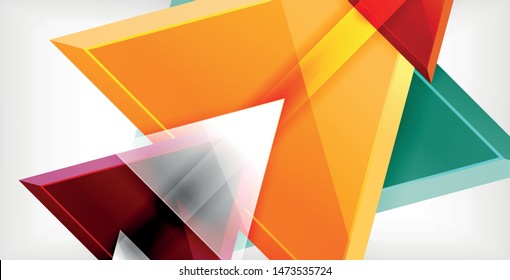 Glossy shiny triangles background, vector template