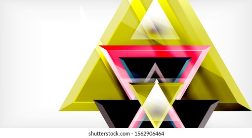 Glossy shiny triangles background, vector template