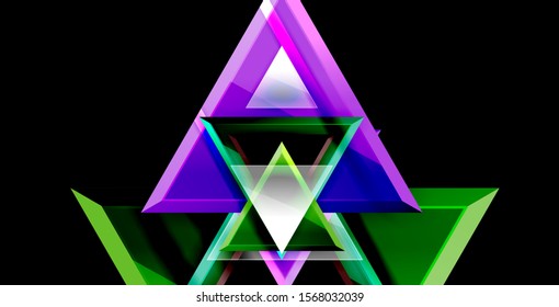 Glossy shiny triangles background, vector template