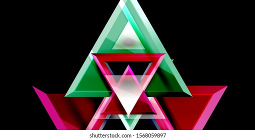 Glossy shiny triangles background, vector template
